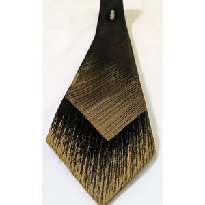 Vintage Rhodia Acetate Tie Fabric Woven in France Gold/Black Abstract 54x2.75